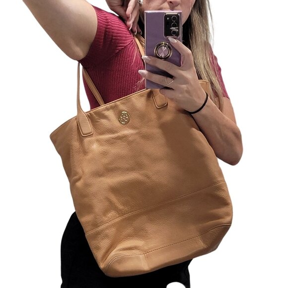 Tory Burch Michelle bucket bag tote Tan Leather Tote bag Large - Picture 4 of 14